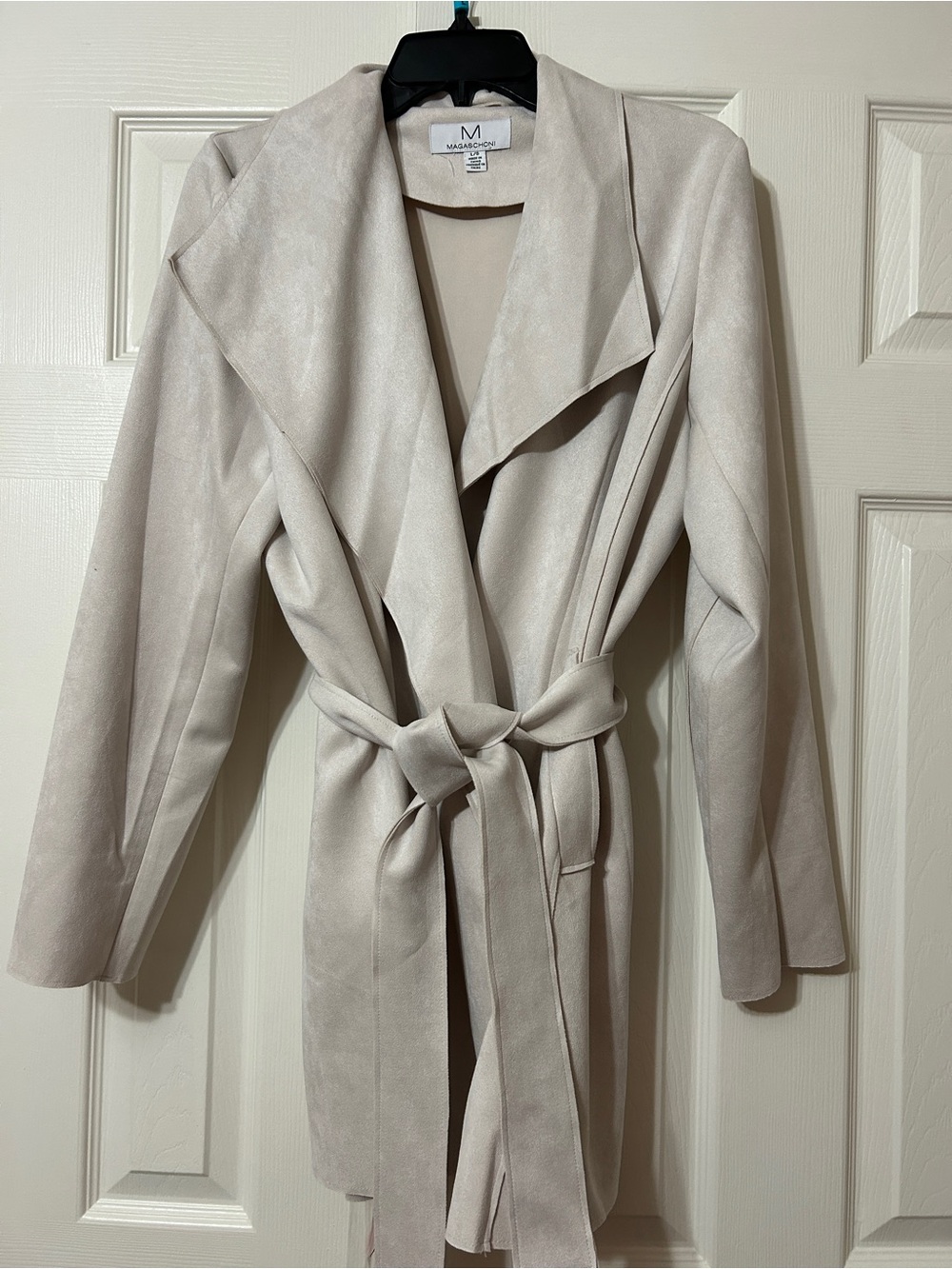 Magaschoni Light Beige Draped Wrap Trench Coat